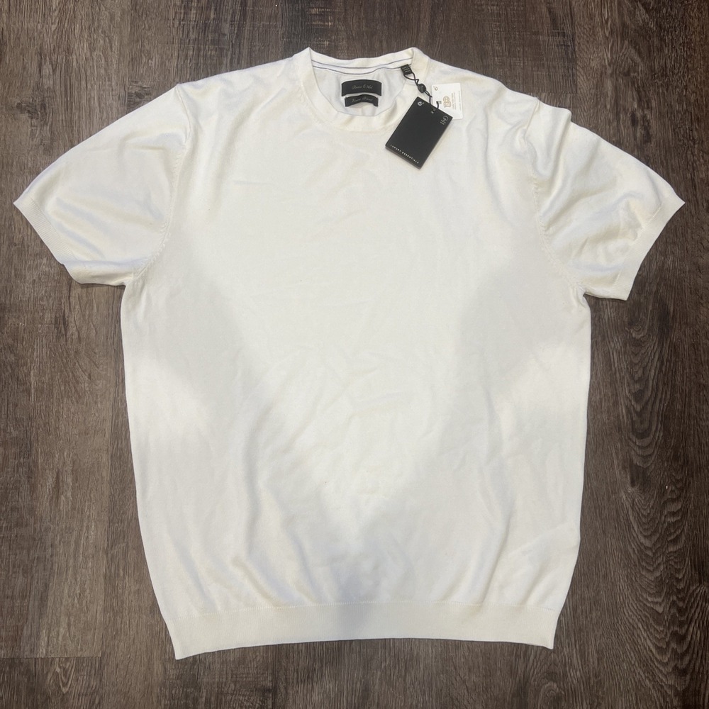 NEW Porter & Ash~LARGE~Luxury Essential Men's Ivory Viscose Blend Casual T-Shirt